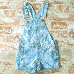 Aztec Overall Jean Shorts